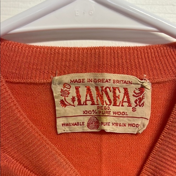 Vintage Lansea 100% Wool Orange Short Sleeve Sweater - Picture 2 of 5